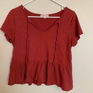Urban Outfitters Peplum Tee In Rust